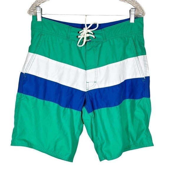 Bonobos Mens Color Block Green Blue Swim Trunks Size 32 - Picture 1 of 6